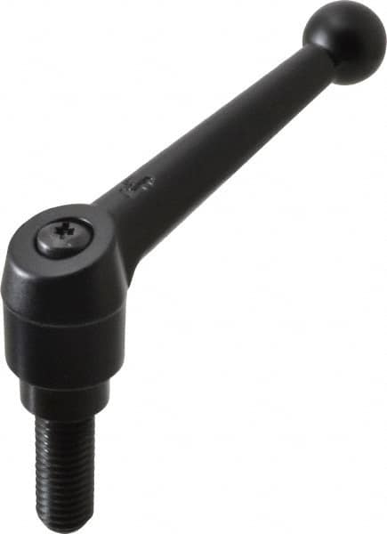 KIPP - 5/8-11, 1.18" Hub Diam, Zinc Die Cast (Steel Components) Threaded Stud Adjustable Clamping Lever - 1.57" Stud Length, 4.96" OAL, 3.11" High - Benchmark Tooling