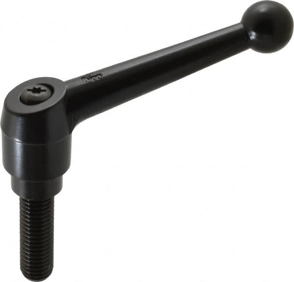 KIPP - 5/8-11, 1.18" Hub Diam, Zinc Die Cast (Steel Components) Threaded Stud Adjustable Clamping Lever - 1.97" Stud Length, 4.96" OAL, 3.11" High - Benchmark Tooling