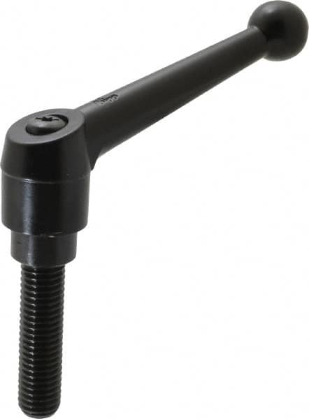 KIPP - 5/8-11, 1.18" Hub Diam, Zinc Die Cast (Steel Components) Threaded Stud Adjustable Clamping Lever - 2.36" Stud Length, 4.96" OAL, 3.11" High - Benchmark Tooling