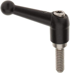 KIPP - 1/4-20, 13mm Hub Diam, Zinc Die Cast (Stainless Steel Components) Threaded Stud Adjustable Clamping Lever - 0.79" Stud Length, 46mm OAL, 32.5mm High - Benchmark Tooling