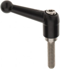 KIPP - 1/4-20, 13mm Hub Diam, Zinc Die Cast (Stainless Steel Components) Threaded Stud Adjustable Clamping Lever - 0.98" Stud Length, 46mm OAL, 32.5mm High - Benchmark Tooling