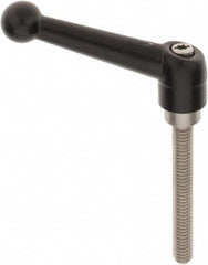 KIPP - 5/16-18, 0.71" Hub Diam, Zinc Die Cast (Stainless Steel Components) Threaded Stud Adjustable Clamping Lever - 2.36" Stud Length, 2.87" OAL, 1.79" High - Benchmark Tooling