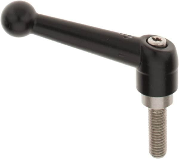 KIPP - M8 x 1.25, 18mm Hub Diam, Zinc Die Cast (Stainless Steel Components) Metric Threaded Stud Adjustable Clamping Lever - 25mm Stud Length, 73mm OAL, 45.5mm High - Benchmark Tooling