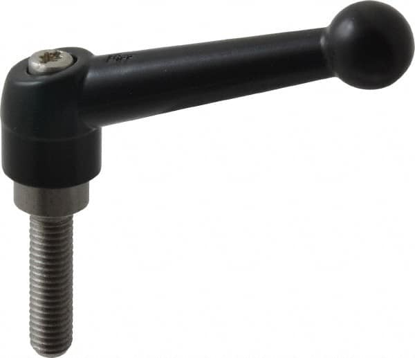 KIPP - M8 x 1.25, 18mm Hub Diam, Zinc Die Cast (Stainless Steel Components) Metric Threaded Stud Adjustable Clamping Lever - 30mm Stud Length, 73mm OAL, 45.5mm High - Benchmark Tooling