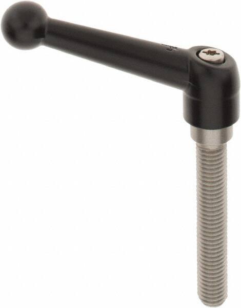 KIPP - M10 x 1.5, 18mm Hub Diam, Zinc Die Cast (Stainless Steel Components) Metric Threaded Stud Adjustable Clamping Lever - 60mm Stud Length, 73mm OAL, 45.5mm High - Benchmark Tooling