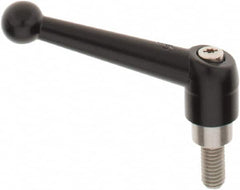 KIPP - 3/8-16, 0.83" Hub Diam, Zinc Die Cast (Stainless Steel Components) Threaded Stud Adjustable Clamping Lever - 0.79" Stud Length, 3.54" OAL, 2.26" High - Benchmark Tooling