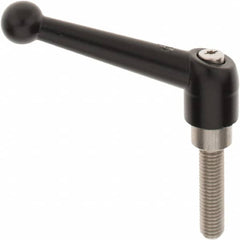 KIPP - M10 x 1.5, 21mm Hub Diam, Zinc Die Cast (Stainless Steel Components) Metric Threaded Stud Adjustable Clamping Lever - 40mm Stud Length, 90mm OAL, 57.5mm High - Benchmark Tooling
