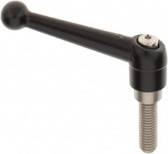 KIPP - 1/2-13, 0.98" Hub Diam, Zinc Die Cast (Stainless Steel Components) Threaded Stud Adjustable Clamping Lever - 1.57" Stud Length, 4-1/4" OAL, 2.64" High - Benchmark Tooling