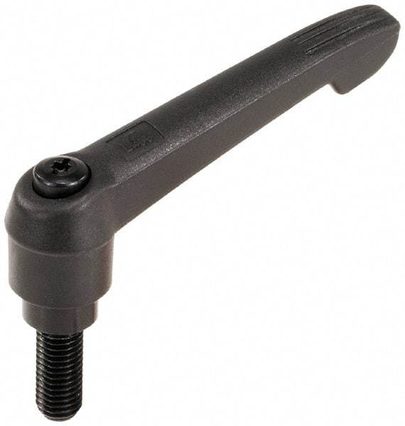 KIPP - 5/8-11, 1.18" Hub Diam, Glass Fiber (Steel Components) Threaded Stud Adjustable Clamping Lever - 1.57" Stud Length, 4.96" OAL, 2.83" High - Benchmark Tooling
