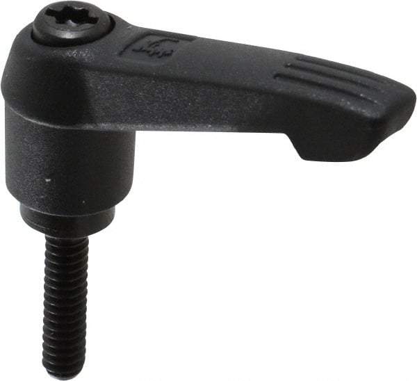 KIPP - #10-24, 0.51" Hub Diam, Glass Fiber (Steel Components) Threaded Stud Adjustable Clamping Lever - 0.79" Stud Length, 1.85" OAL, 1.18" High - Benchmark Tooling