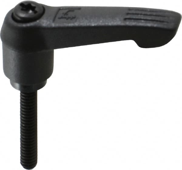 KIPP - #10-24, 0.51" Hub Diam, Glass Fiber (Steel Components) Threaded Stud Adjustable Clamping Lever - 1.18" Stud Length, 1.85" OAL, 1.18" High - Benchmark Tooling
