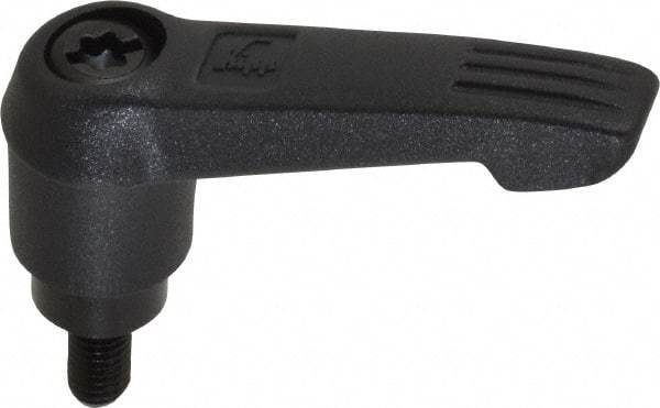 KIPP - #10-32, 0.51" Hub Diam, Glass Fiber (Steel Components) Threaded Stud Adjustable Clamping Lever - 0.39" Stud Length, 1.85" OAL, 1.18" High - Benchmark Tooling