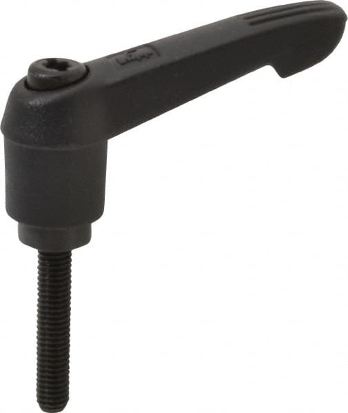 KIPP - #10-32, 0.51" Hub Diam, Glass Fiber (Steel Components) Threaded Stud Adjustable Clamping Lever - 0.98" Stud Length, 1.85" OAL, 1.18" High - Benchmark Tooling