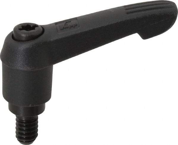 KIPP - 1/4-20, 0.51" Hub Diam, Glass Fiber (Steel Components) Threaded Stud Adjustable Clamping Lever - 0.39" Stud Length, 1.85" OAL, 1.18" High - Benchmark Tooling