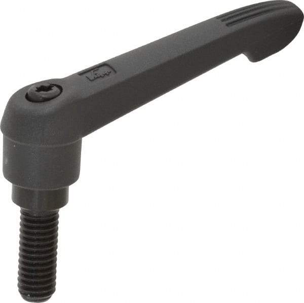 KIPP - 3/8-16, 0.71" Hub Diam, Glass Fiber (Steel Components) Threaded Stud Adjustable Clamping Lever - 0.98" Stud Length, 2.95" OAL, 1.63" High - Benchmark Tooling