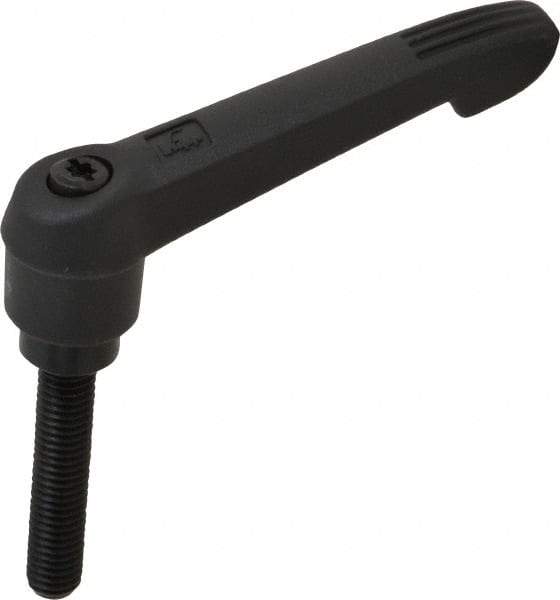 KIPP - M8 x 1.25, 18mm Hub Diam, Glass Fiber (Steel Components) Metric Threaded Stud Adjustable Clamping Lever - 40mm Stud Length, 75mm OAL, 41.5mm High - Benchmark Tooling