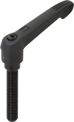 KIPP - M10 x 1.5, 18mm Hub Diam, Glass Fiber (Steel Components) Metric Threaded Stud Adjustable Clamping Lever - 50mm Stud Length, 75mm OAL, 41.5mm High - Benchmark Tooling