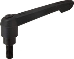 KIPP - 3/8-16, 0.85" Hub Diam, Glass Fiber (Steel Components) Threaded Stud Adjustable Clamping Lever - 0.79" Stud Length, 3.6" OAL, 2.11" High - Benchmark Tooling