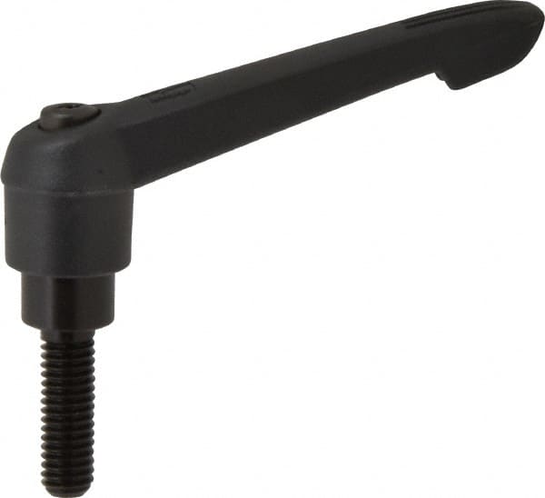 KIPP - 3/8-16, 0.85" Hub Diam, Glass Fiber (Steel Components) Threaded Stud Adjustable Clamping Lever - 1.18" Stud Length, 3.6" OAL, 2.11" High - Benchmark Tooling