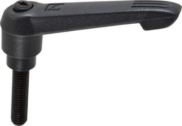 KIPP - 3/8-16, 0.85" Hub Diam, Glass Fiber (Steel Components) Threaded Stud Adjustable Clamping Lever - 1.57" Stud Length, 3.6" OAL, 2.11" High - Benchmark Tooling