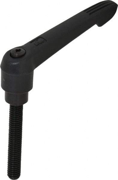 KIPP - 3/8-16, 0.85" Hub Diam, Glass Fiber (Steel Components) Threaded Stud Adjustable Clamping Lever - 2.36" Stud Length, 3.6" OAL, 2.11" High - Benchmark Tooling