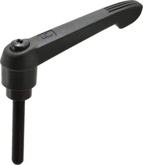 KIPP - 3/8-16, 1" Hub Diam, Glass Fiber (Steel Components) Threaded Stud Adjustable Clamping Lever - 2.36" Stud Length, 4.29" OAL, 2.4" High - Benchmark Tooling