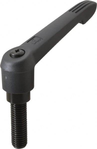 KIPP - 5/8-11, 1.18" Hub Diam, Glass Fiber (Steel Components) Threaded Stud Adjustable Clamping Lever - 1.97" Stud Length, 4.96" OAL, 2.83" High - Benchmark Tooling