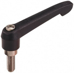 KIPP - 1/2-13, 1" Hub Diam, Glass Fiber (Stainless Steel Components) Threaded Stud Adjustable Clamping Lever - 1.97" Stud Length, 4.29" OAL, 2.4" High - Benchmark Tooling