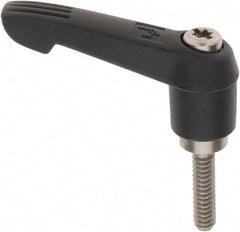 KIPP - #10-24, 0.51" Hub Diam, Glass Fiber (Stainless Steel Components) Threaded Stud Adjustable Clamping Lever - 0.79" Stud Length, 1.85" OAL, 1.18" High - Benchmark Tooling