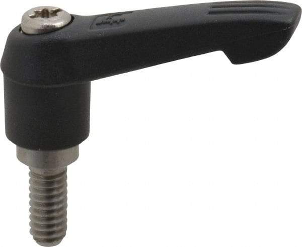 KIPP - 1/4-20, 0.51" Hub Diam, Glass Fiber (Stainless Steel Components) Threaded Stud Adjustable Clamping Lever - 0.59" Stud Length, 1.85" OAL, 1.18" High - Benchmark Tooling