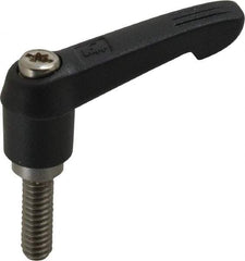 KIPP - 1/4-20, 0.51" Hub Diam, Glass Fiber (Stainless Steel Components) Threaded Stud Adjustable Clamping Lever - 0.79" Stud Length, 1.85" OAL, 1.18" High - Benchmark Tooling