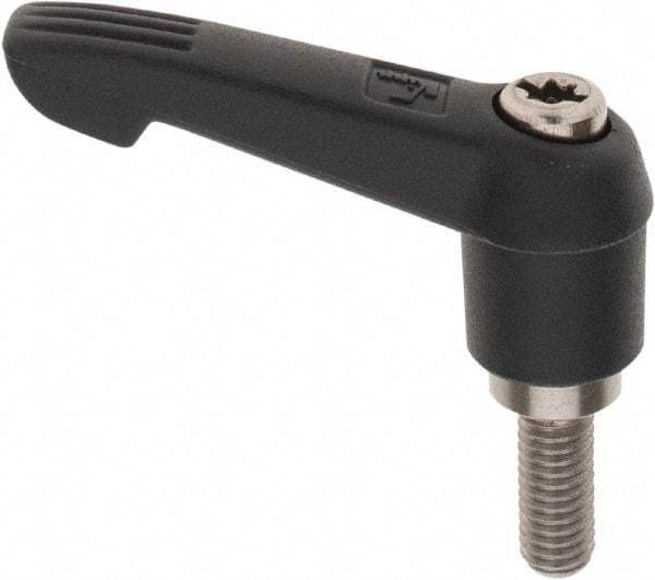 KIPP - M6 x 1.0, 13mm Hub Diam, Glass Fiber (Stainless Steel Components) Metric Threaded Stud Adjustable Clamping Lever - 15mm Stud Length, 47mm OAL, 30mm High - Benchmark Tooling