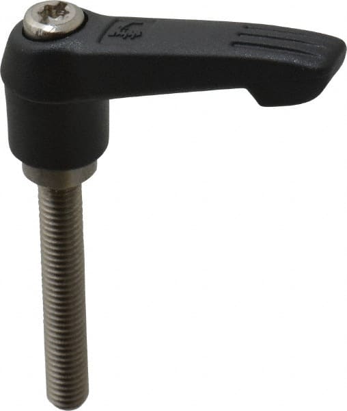 KIPP - M6 x 1.0, 13mm Hub Diam, Glass Fiber (Stainless Steel Components) Metric Threaded Stud Adjustable Clamping Lever - 40mm Stud Length, 47mm OAL, 30mm High - Benchmark Tooling