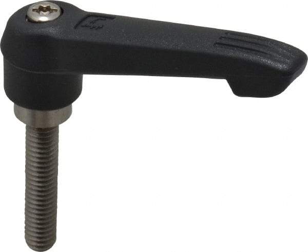 KIPP - 5/16-18, 0.71" Hub Diam, Glass Fiber (Stainless Steel Components) Threaded Stud Adjustable Clamping Lever - 1.57" Stud Length, 2.95" OAL, 1.63" High - Benchmark Tooling