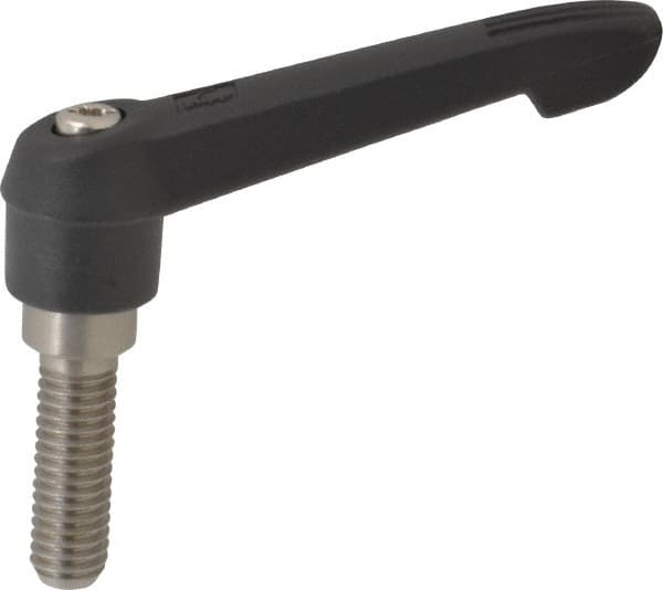 KIPP - 3/8-16, 0.71" Hub Diam, Glass Fiber (Stainless Steel Components) Threaded Stud Adjustable Clamping Lever - 1.18" Stud Length, 2.95" OAL, 1.63" High - Benchmark Tooling