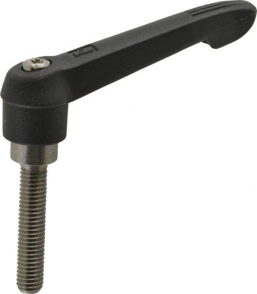 KIPP - M8 x 1.25, 18mm Hub Diam, Glass Fiber (Stainless Steel Components) Metric Threaded Stud Adjustable Clamping Lever - 40mm Stud Length, 75mm OAL, 41.5mm High - Benchmark Tooling