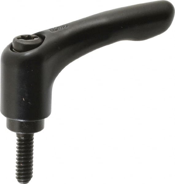 KIPP - #10-24, 0.55" Hub Diam, Zinc Die Cast (Steel Components) Threaded Stud Adjustable Clamping Lever - 0.59" Stud Length, 1.85" OAL, 1.22" High - Benchmark Tooling