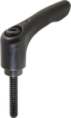 KIPP - #10-24, 0.55" Hub Diam, Zinc Die Cast (Steel Components) Threaded Stud Adjustable Clamping Lever - 0.98" Stud Length, 1.85" OAL, 1.22" High - Benchmark Tooling