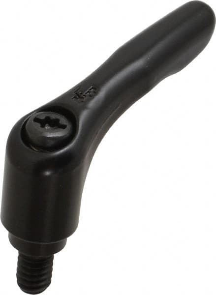 KIPP - 1/4-20, 0.55" Hub Diam, Zinc Die Cast (Steel Components) Threaded Stud Adjustable Clamping Lever - 0.39" Stud Length, 1.85" OAL, 1.22" High - Benchmark Tooling