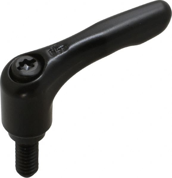 KIPP - 1/4-20, 0.55" Hub Diam, Zinc Die Cast (Steel Components) Threaded Stud Adjustable Clamping Lever - 0.59" Stud Length, 1.85" OAL, 1.22" High - Benchmark Tooling