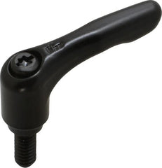 KIPP - 1/4-20, 0.55" Hub Diam, Zinc Die Cast (Steel Components) Threaded Stud Adjustable Clamping Lever - 0.59" Stud Length, 1.85" OAL, 1.22" High - Benchmark Tooling