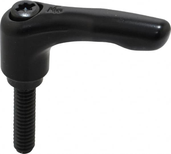 KIPP - 1/4-20, 0.55" Hub Diam, Zinc Die Cast (Steel Components) Threaded Stud Adjustable Clamping Lever - 0.98" Stud Length, 1.85" OAL, 1.22" High - Benchmark Tooling