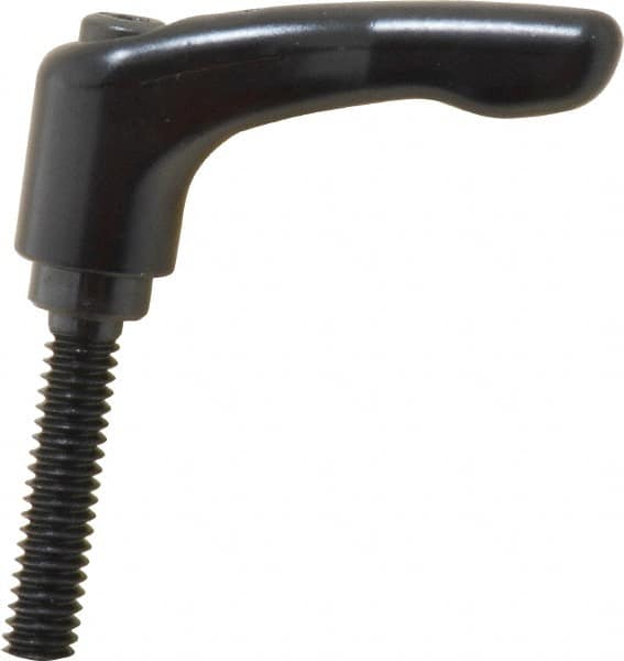 KIPP - 1/4-20, 0.55" Hub Diam, Zinc Die Cast (Steel Components) Threaded Stud Adjustable Clamping Lever - 1.18" Stud Length, 1.85" OAL, 1.22" High - Benchmark Tooling