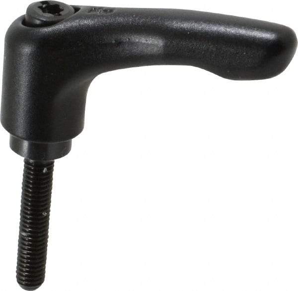 KIPP - M5 x 0.8, 13mm Hub Diam, Zinc Die Cast (Steel Components) Metric Threaded Stud Adjustable Clamping Lever - 25mm Stud Length, 47mm OAL, 31mm High - Benchmark Tooling