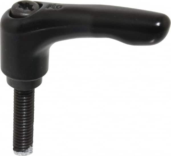 KIPP - M6 x 1.0, 13mm Hub Diam, Zinc Die Cast (Steel Components) Metric Threaded Stud Adjustable Clamping Lever - 30mm Stud Length, 47mm OAL, 31mm High - Benchmark Tooling