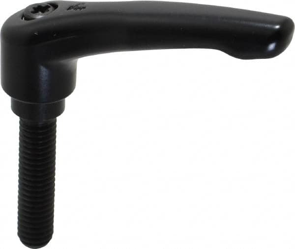 KIPP - 3/8-16, 0.73" Hub Diam, Zinc Die Cast (Steel Components) Threaded Stud Adjustable Clamping Lever - 1.57" Stud Length, 2.93" OAL, 1.67" High - Benchmark Tooling