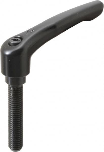 KIPP - M10 x 1.5, 18.5mm Hub Diam, Zinc Die Cast (Steel Components) Metric Threaded Stud Adjustable Clamping Lever - 50mm Stud Length, 74.5mm OAL, 42.5mm High - Benchmark Tooling