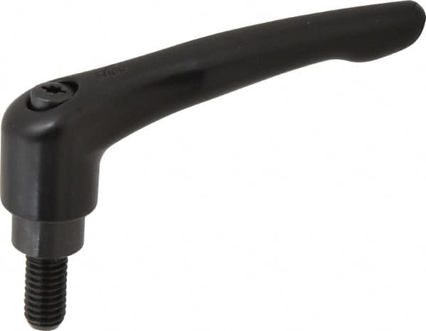 KIPP - 3/8-16, 0.83" Hub Diam, Zinc Die Cast (Steel Components) Threaded Stud Adjustable Clamping Lever - 0.79" Stud Length, 3.58" OAL, 2.15" High - Benchmark Tooling