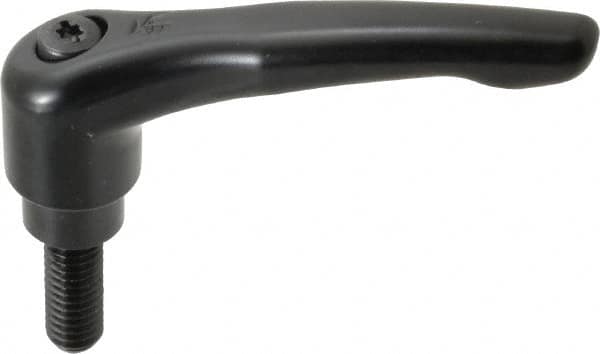 KIPP - 3/8-16, 0.83" Hub Diam, Zinc Die Cast (Steel Components) Threaded Stud Adjustable Clamping Lever - 0.98" Stud Length, 3.58" OAL, 2.15" High - Benchmark Tooling