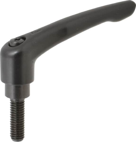 KIPP - 3/8-16, 0.83" Hub Diam, Zinc Die Cast (Steel Components) Threaded Stud Adjustable Clamping Lever - 1.18" Stud Length, 3.58" OAL, 2.15" High - Benchmark Tooling